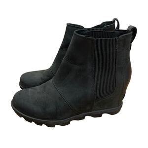 SOREL Joan of Arctic Wedge II Waterproof Leather Suede Slip-on Chelsea Boots 8.5